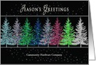 Season’s Greetings - Colorful Sparkly Trees - Stars - Business Name Insert card