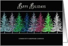 Happy Holidays - Colorful Sparkly Trees - Business Name Insert card