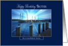 All is Calm/by Sea - Birthday - Brother - Marina Sunset - Blue card