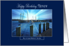 All is Calm/by Sea - Nephew - Birthday- Marina Sunset - Blue card