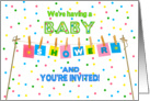 Baby Shower - You’re Invited - Clothesline - Colorful card