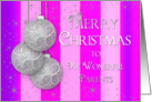Christmas - Parents- Silver Balls - Purple/Pink Stripes card