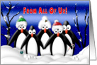 Christmas, From all of us! Penquins, Business, Snowing card