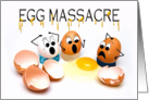 Egg Massacre - Humorous Eggs with Cracked Shells and Yolk, Blank card