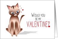 Valentine’s Day - Kitty Cat - Red Hearts - Be Mine card