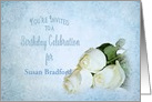 Birthday Invitation - (Insert Name) White Roses - Blue Texture/lace card