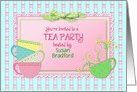 Tea Party Invitation - Feminine Tea Cups and Flowers - Name Insert card