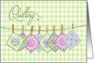 Quilting - Quilt Squares Hanging on Clothes Line, Blank Inside card