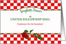 Spaghetti Dinner Invitation - Red,White Checked, Rose - Fundraiser card