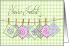 You’re Invited, Invitation, Quilting Party, Clothesline, Gingham card