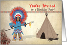 Indian Kid’s Birthday Party Invitation - Tepee and Indian card