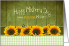 MOTHER’S DAY, MY Mom, Sunflowers, Butterflies and Green Gingham card