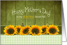 Mother’s Day, Secret Pal, Sunflowers, Butterflies and Green Gingham card