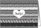 Thank You, (BLank inside) Layers of Black & White Patterned Ruffles card