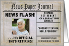 SHE’S RETIRING INVITATION - News Paper Journal - Photo Insert card