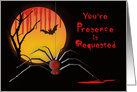 Halloween Party Invitation - Scary Spider, Moon, Bats card