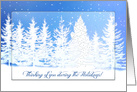 Christmas ,Thinking of You,Winter Wonderland,Blue White, Trees card