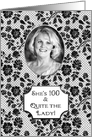 Birthday - 100 - Black White Floral - Photo Insert card