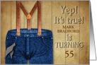 Birthday Invitation - Blue Jeans and Suspenders - Insert Age card