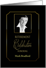 Retirement Celebration Invitation, Black/Gold Trim, Photo/Name Insert card