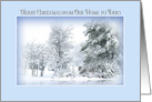 Christmas, From our home to yours, Winter Snowy Scene, Soft Blue Frame card