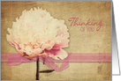 Thinking of You - Peony Textured Flower with ribbon - Blank Inside card