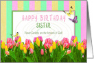 Birthday, Sister, Flower Garden of Tulips, Butterflies card