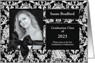Graduation Party Invitation, Feminine Black, White, Photo/Name inserts card