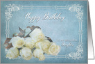 Birthday, MY Daughter, White Dreamy Roses on Blue card