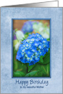 Birthday, Mother, Beautiful Blue 3D Effect, Hydrangea in Garden card