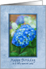 Special Lady Birthday Hydrangea with 3D Effect within Blue Frame, card