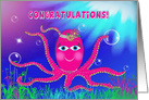 Congratulations, Sassy Hot Pink Octopus in Ocean, Humor card