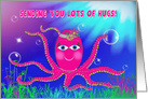 Thinking of You, Sassy Hot Pink Octopus in Ocean, Humor card