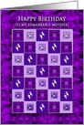 Birthday, Mom,Purple Squares Pattern/Faux Gems card