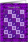 Thank You, Purple Squares Pattern/Faux Gems, Blank card