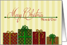 Christmas, Mom & Dad, Decorated Presents with Bows card