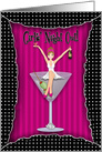 Girls’ Night Out Party Invitation, Girl Celebrating on Cocktail Glass card