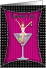Bachelorette Party Invitation, Girl Celebrating on Cocktail Glass card