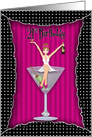 21st Birthday Party Invitation, Girl Celebrating on Cocktail Glass card