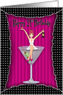 21st Birthday,Girl Celebrating on Cocktail Glass card