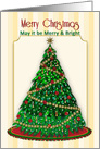 Christmas, Merry and Bright, Heavily Decorated Tree with 3D effects card