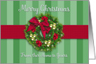 Christmas,Our Home to Yours, Wreath and Faux Ribbon card