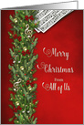 Christmas,From all of Us, Music Notes Music, Pine Branches Decorated card