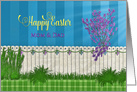 Easter, Mom & Dad, Lilacs and Fence and Abstract Lawn and bushes card