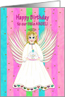 Birthday, To Our Little Angel, Sweet Angel Holding Birthday Cake,Girl card