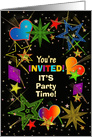 Party Invitation, Vivid Colors Abstract Galaxy of Excitement card