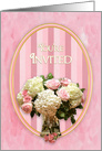 You’re Invited, Charming Soft Pink Bouguet of Flowers inside Oval card