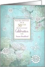 Birthday 50th, Party Invitation, Elegance/Flowers/Butterflies, Name card
