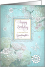Birthday, Granddaughter, Elegance/Flowers/Butterflies, Aqua Blue card