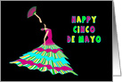 Cinco de Mayo, Colorful Flamenco Dancer, Isolated Black Background card